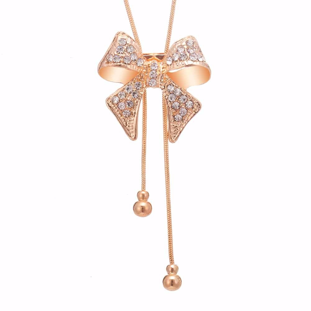 Diamond-studded bow necklace necklace chain