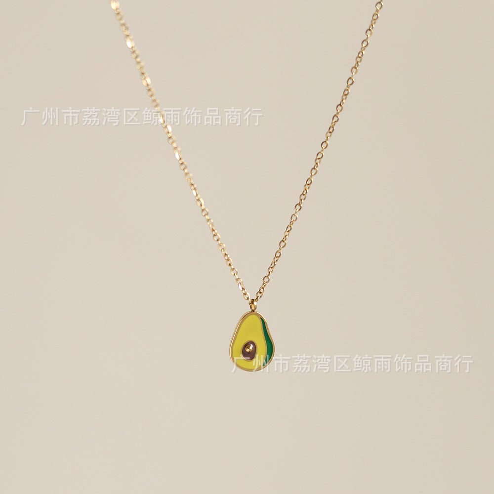 Small Colorful Oil Necklace Avocado Student Necklace