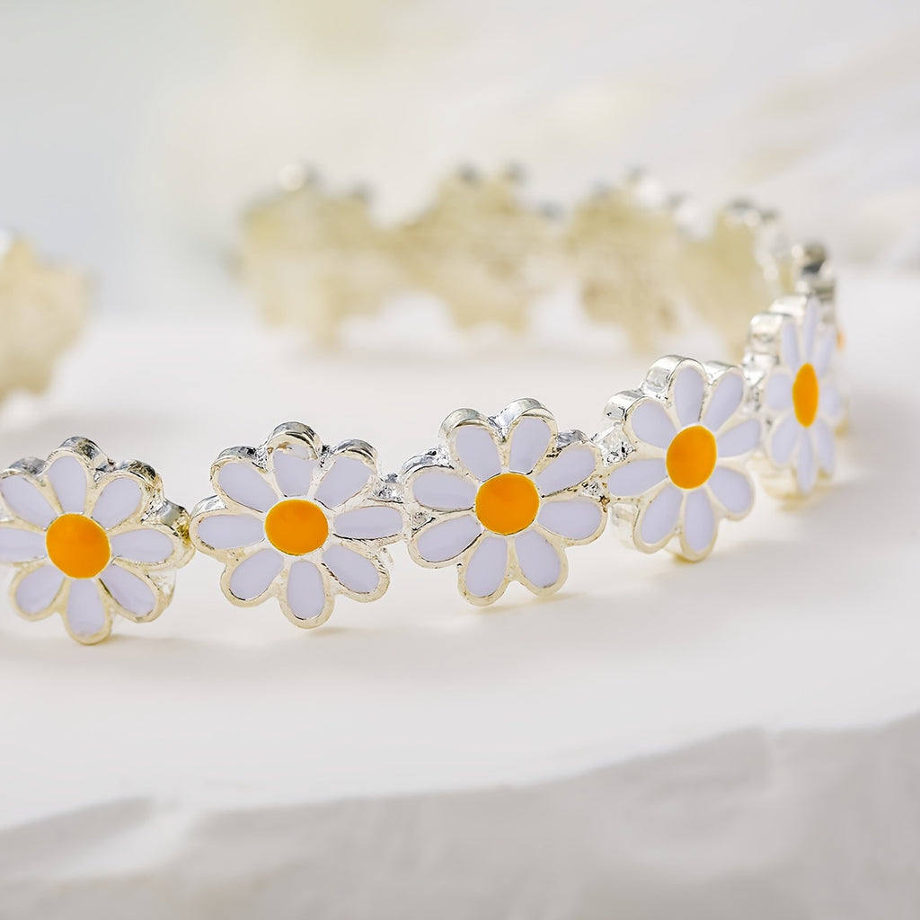 Creative Bracelet With A White Flower Drip-oil Design